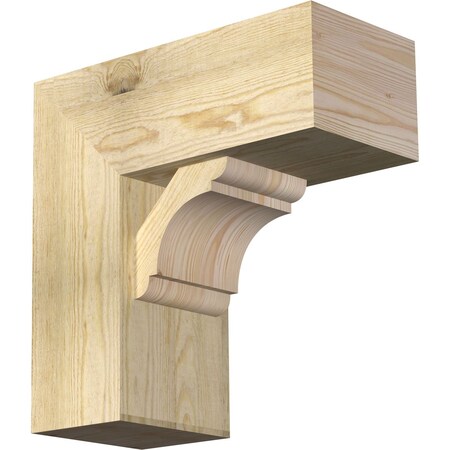 Ekena Millwork Olympic Block Rough Sawn Bracket w/ Offset Brace, Douglas Fir, 8"W x 18"D x 18"H BKT0806X18X18OLY05RDF